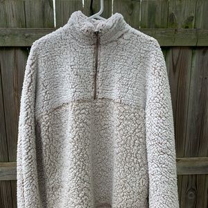 White half zip Sherpa